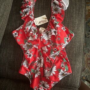 NWT *Ready for your vacation! Jessica Simpson Red Floral 1-piece swimsuit
